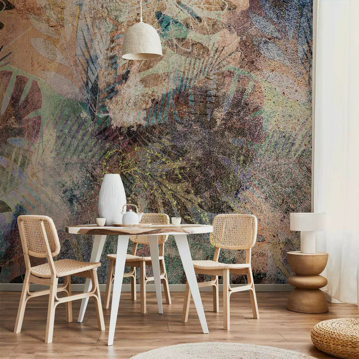 Fototapeet troopiliste lehtedega vintage stiilis, 142689