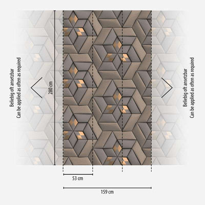 Abstraktā raksta tapetes ar 3D optiku - pelēka, taupe, bronzas krāsā, 1375145 AS Creation