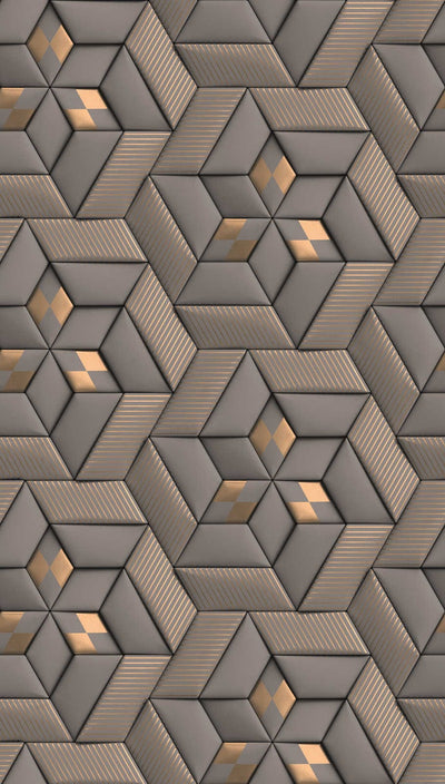 Abstract pattern wallpaper with 3D optics - grey, taupe, bronze, 1375145 AS Creation