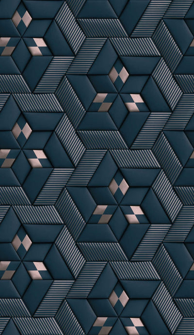 Abstract pattern wallpaper with 3D optics - blue, 1375147 AS Creation