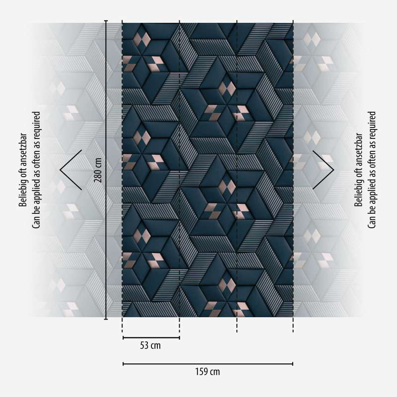 Abstrakti kuvio tapetti 3D optiikka - sininen, 1375147 AS Creation