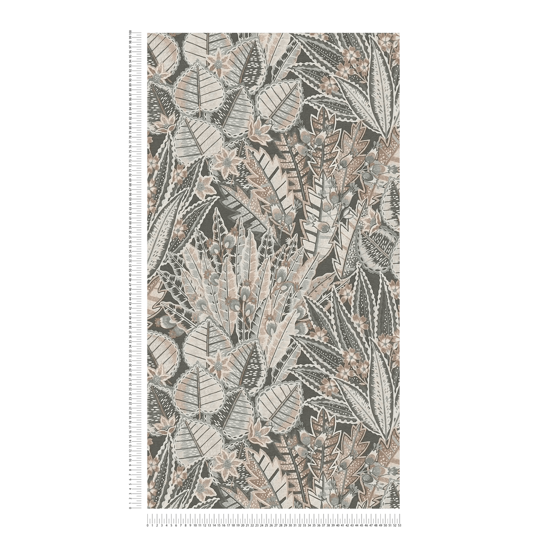 Abstrakta tapetes: džungļu lapas pelēkā krāsā, AS Creation, 396533 AS Creation