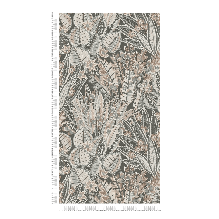 Abstrakta tapetes: džungļu lapas pelēkā krāsā, AS Creation, 396533 AS Creation