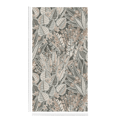 Abstrakta tapetes: džungļu lapas pelēkā krāsā, AS Creation, 396533 AS Creation