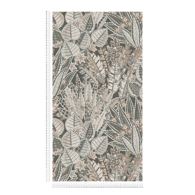 Abstract wallpaper: jungle leaves in grey, 1406365 AS Creation