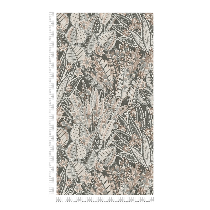 Abstract wallpaper: jungle leaves in grey, 1406365 AS Creation