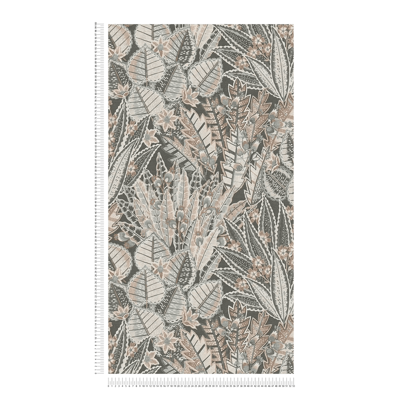 Abstrakti tapetti: viidakon lehdet harmaalla, 1406365 AS Creation
