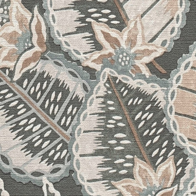 Abstract wallpaper: jungle leaves in grey, 1406365 AS Creation