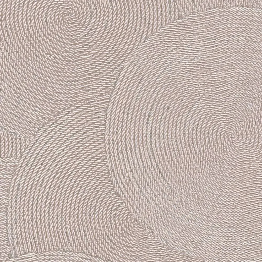 Taupe apļu tapešu tuvplāns ar metālisku efektu un skaidru virsmas reljefu. SKU: 3010627, AS Creation.