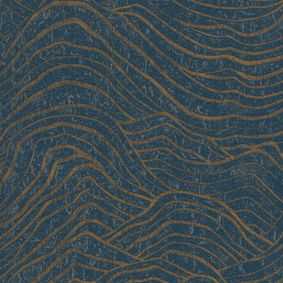 Abstrakti tapetti, jossa on vuoristokuvio tummansinisellä ja kultaisella, 1403502 AS Creation