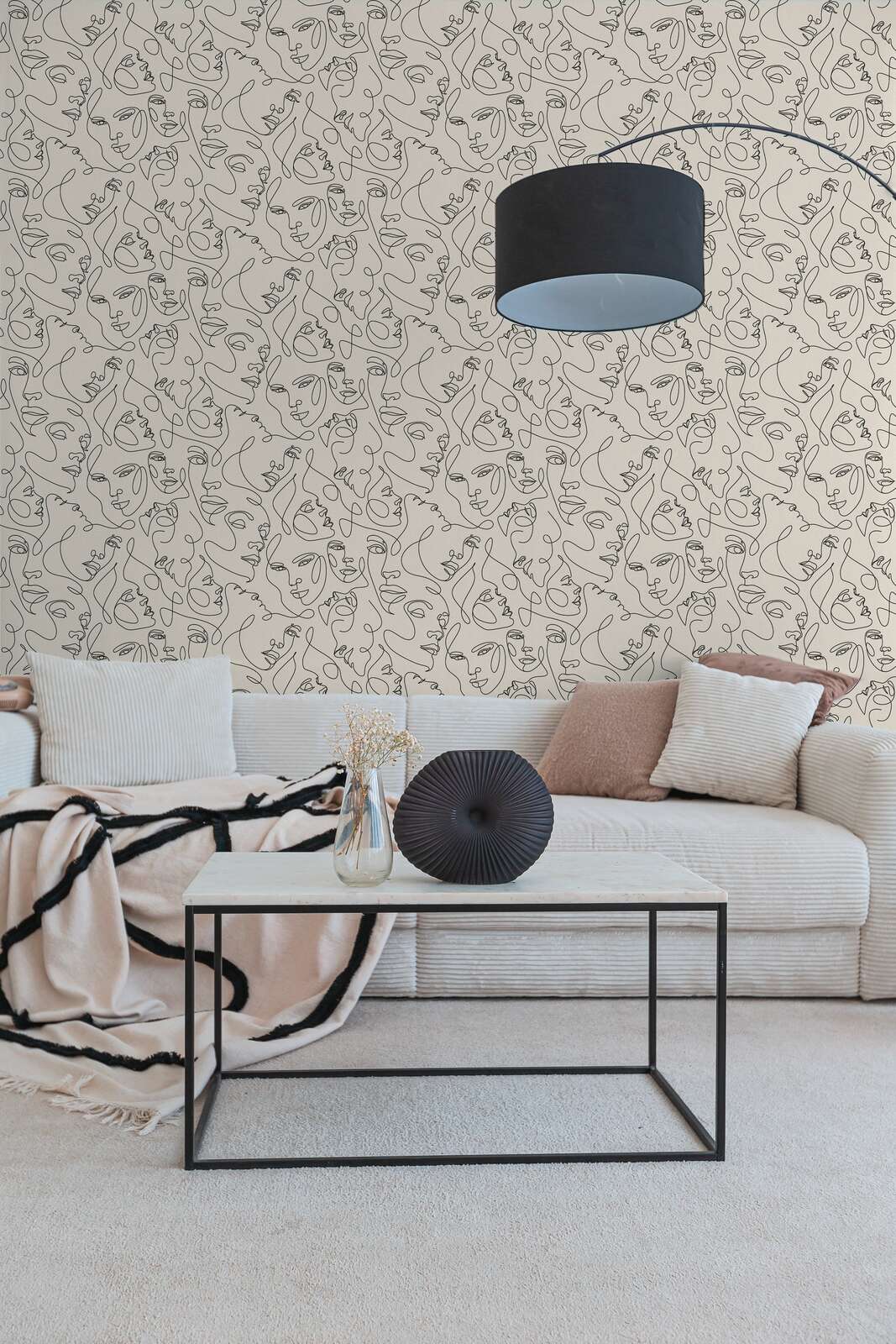 Abstraktas tapetes ar sejas līniju dizainu| melnbaltas - 3012251 AS Creation