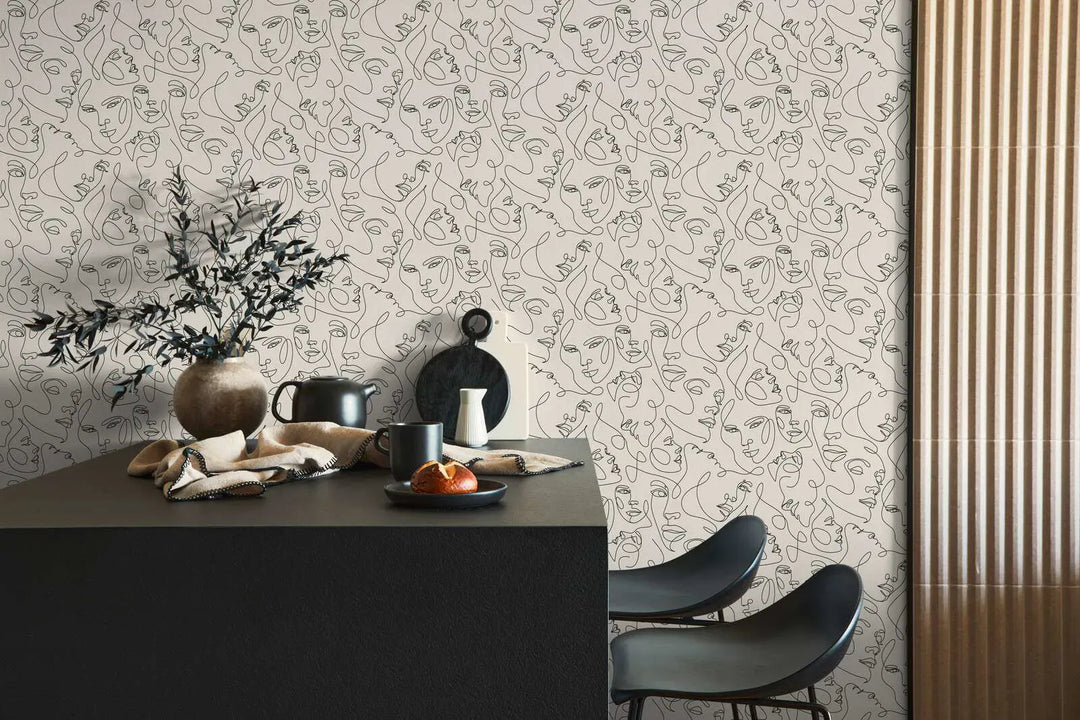 Abstraktas tapetes ar sejas līniju dizainu| melnbaltas - 3012251 AS Creation