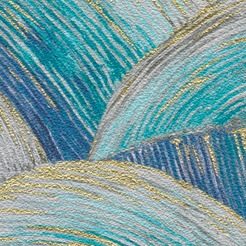 Абстрактные обои с волнообразным рисунком и эффектом глянца, голубые, 1373613 AS Creation