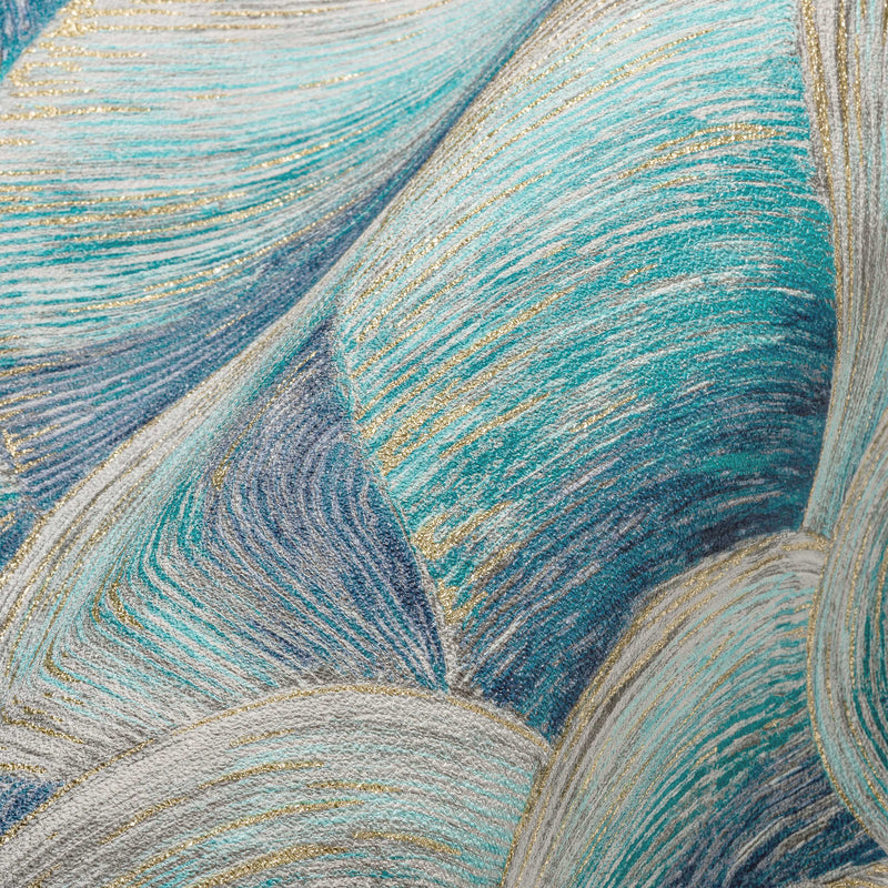 Abstrakti tapetti, jossa on aaltokuvio ja kiiltävä vaikutus, sininen, 1373613 AS Creation