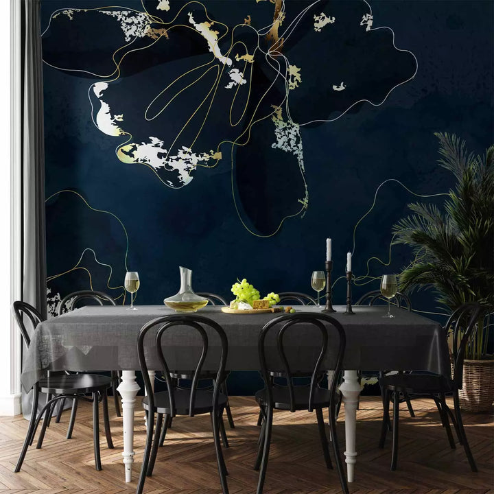 Фотообои с абстрактным узором на темном фоне - Золотая красавица, 142577