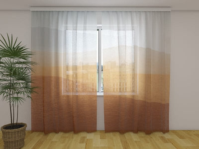 Curtains with abstract pattern in brown shades - Sahara desert Tapetenshop.lv