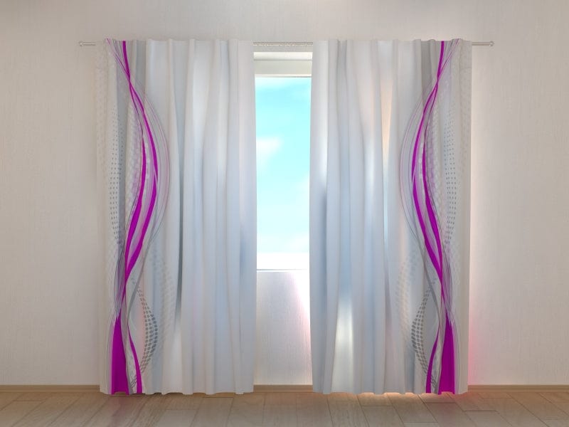 Шторы с абстрактным рисунком - Фиолетовые абстрактные волны Цифровой текстиль