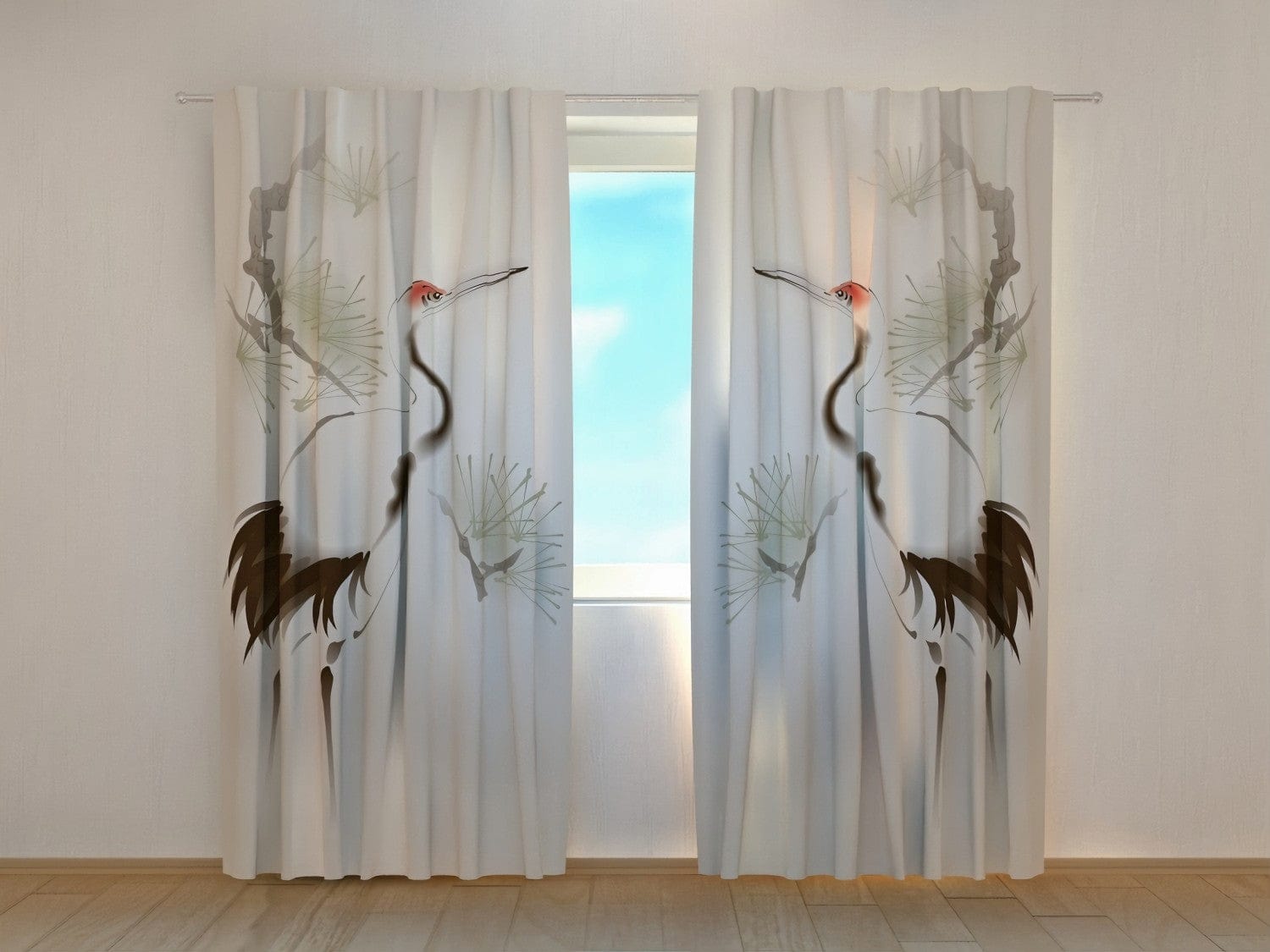 Aizkari ar austrumu tematiku - Austrumu dzērve - izgatavot pēc izmēra Tapetenshop.lv