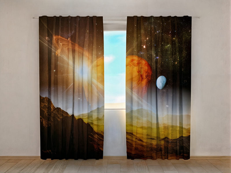 Space themed curtains - Planētas 2 Tapetenshop.lv