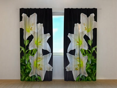 Curtains with lilies - White lilies 2 Tapetenshop.lv