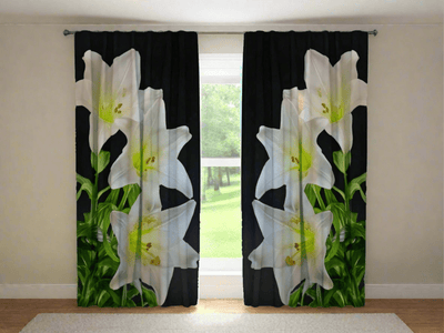 Curtains with lilies - White lilies 2 Tapetenshop.lv