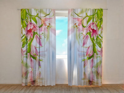 Curtains with lily - Pink lilies Digital Textile
