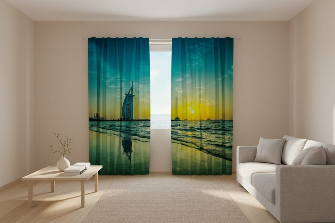 Dienas un nakts aizkari - Saulriets virs ezera okeāna - uz pasūtījumu Tapetenshop.lv