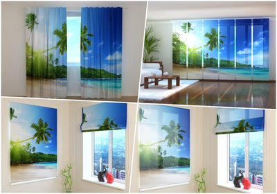 Curtains with palm trees and ocean - Ocean Digital Textile