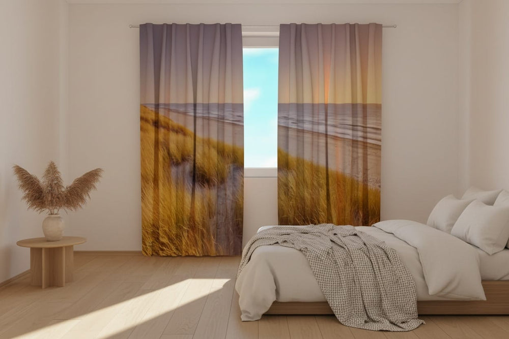 Aizkari ar apdruku: dabas motīvs un skats uz saulrietu jūrā Tapetenshop.lv