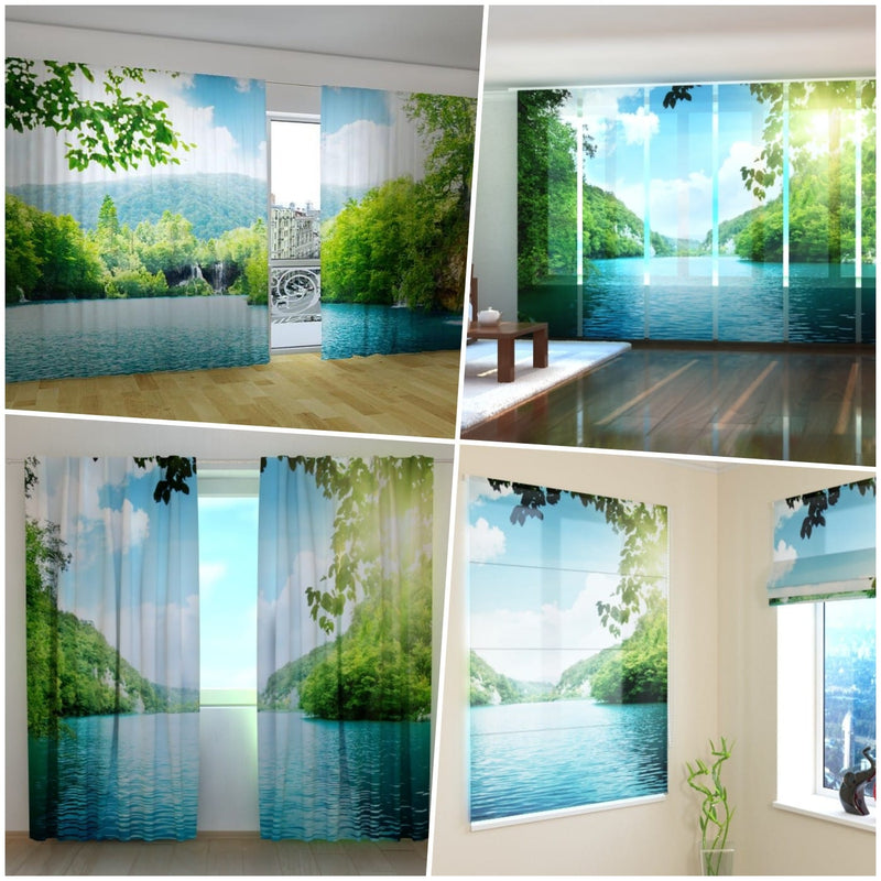 Curtains with beautiful nature view - Lake Digital Textile