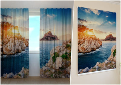 Curtains with a view of the Sicilian coast Digital Textile