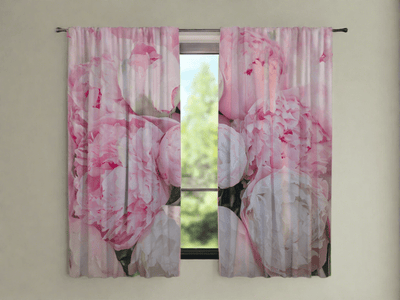 Curtains with summer flowers - Elegant pink peonies Digital Textile