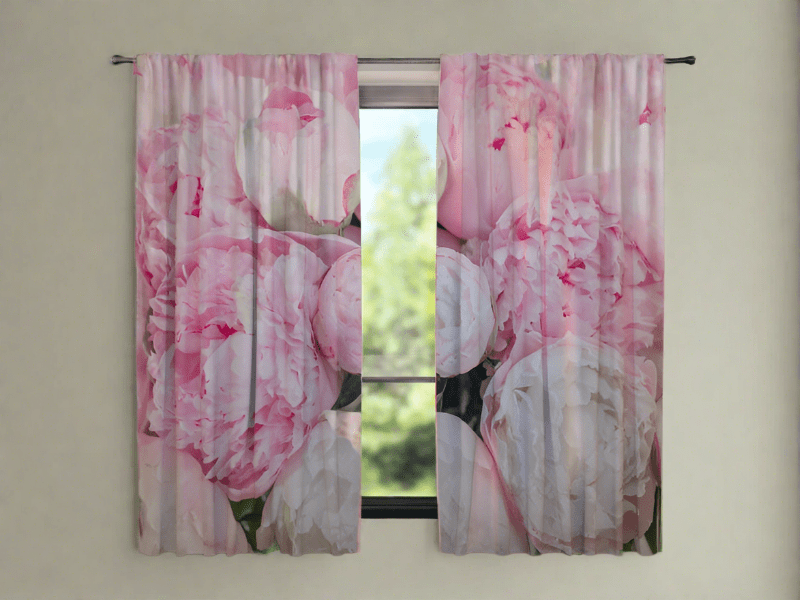 Шторы с летними цветами - Элегантные розовые пионы Digital Textile