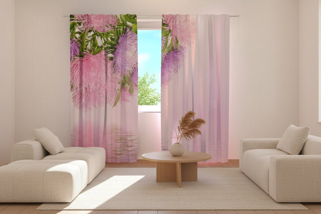 Шторы с цветами - астры