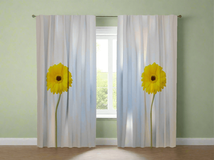 Aizkari ar apdruku - Eleganti dzelteni ziedi - nopirkt online Tapetenshop.lv