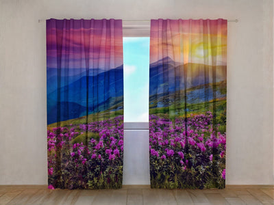 Curtains with flowers - Fantastic mountains Digital Textile
