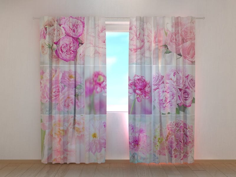 Curtains with flowers - Collage with peonies Digital Textile
