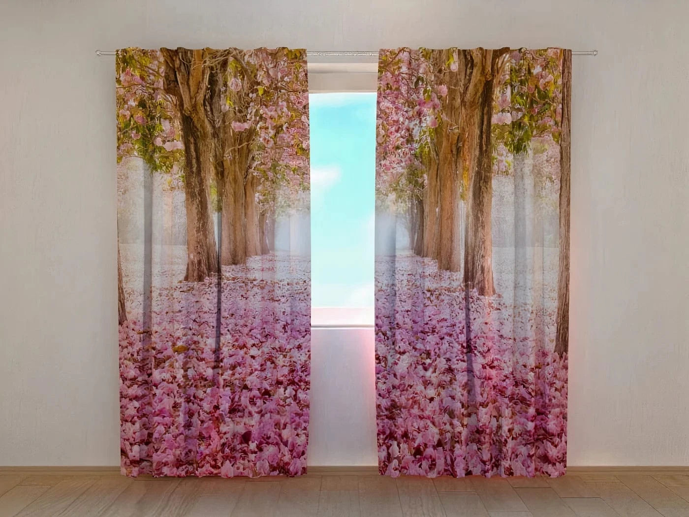 Dienas un nakts aizkari ar ziediem - Magnoliju aleja Tapetenshop.lv