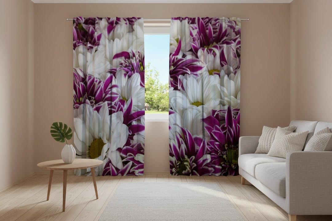 Užuolaidos su gėlėmis – Rudens chrizantemos