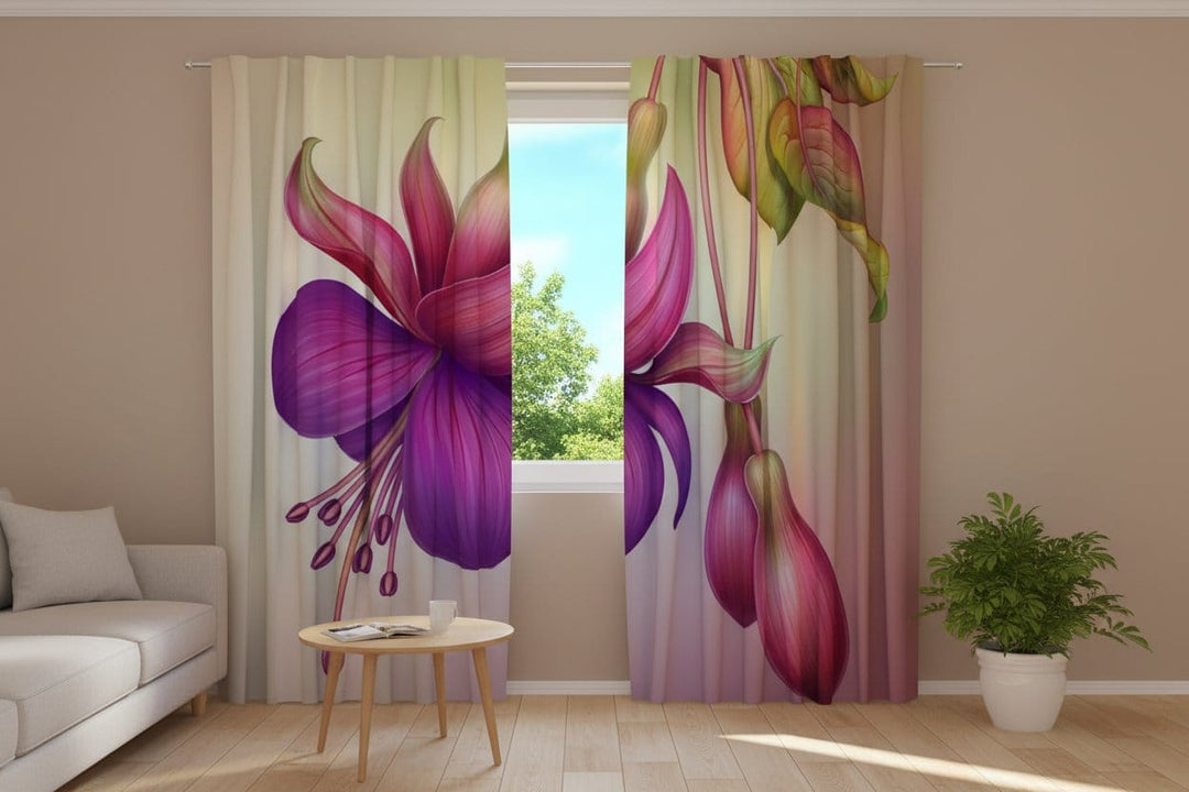 Dienas un nakts aizkari - Ekzotisks violets zieds Tapetenshop.lv