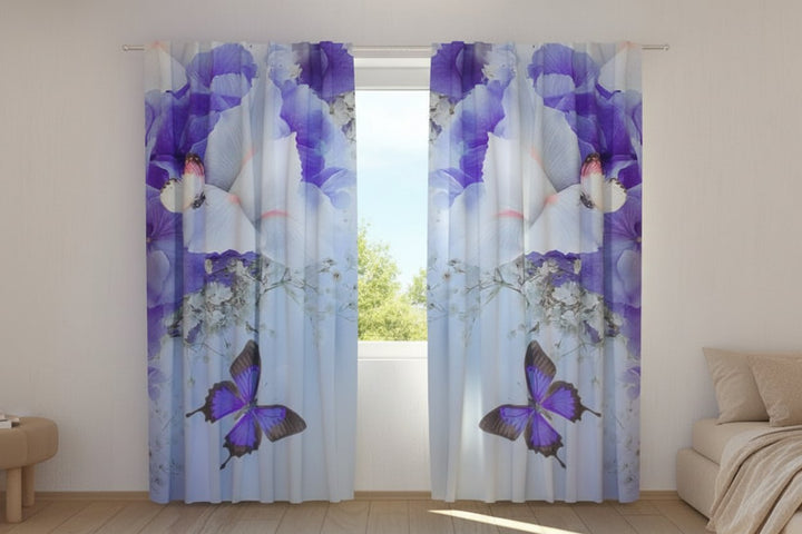 Užuolaidos su gėlėmis - Mėlynos vilkdalgės