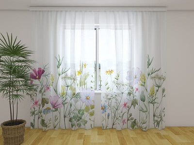 Curtains with floral pattern - Wonderful wild flowers Tapetenshop.lv