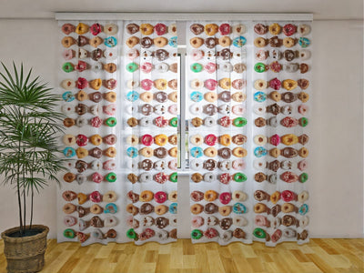 Curtains for the nursery or kitchen -Gardie doughnuts Digital Textile