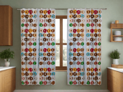 Curtains for the nursery or kitchen -Gardie doughnuts Digital Textile