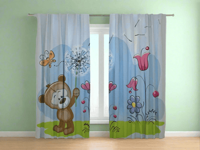 Curtains for children's room - Bear on the meadow Tapetenshop.lv
