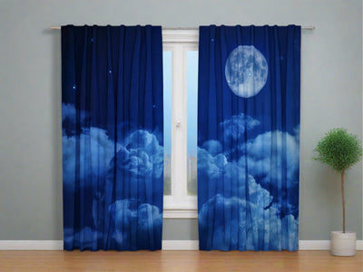 Bedroom curtains - Moon on the night background Tapetenshop.lv