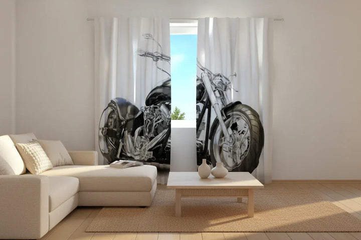 Aizkari ar apdruku - Melns motocikls - izcila kvalitāte - ražots ES Tapetenshop.lv