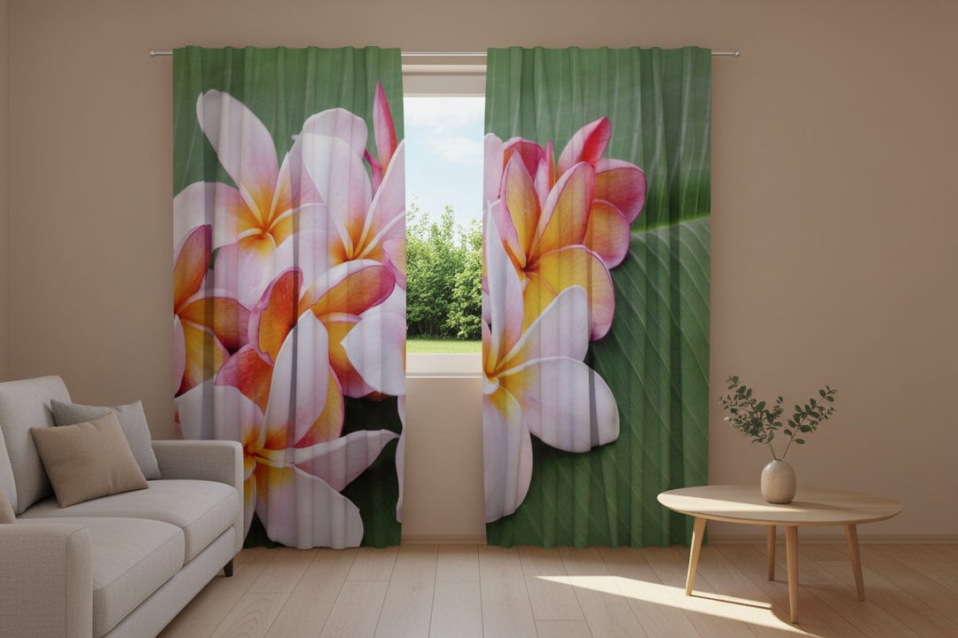 Curtains with flowers - Plumeria flowers