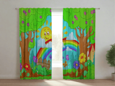 Curtains - Sun and rainbow Tapetenshop.lv
