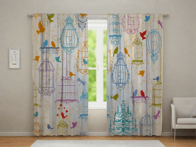 Curtains - Bright birds Tapetenshop.lv